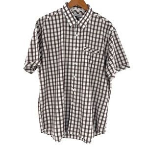 James Campbell 100% Cotton Short Sleeve Button Up Shirt w/ Rounded Hem Size XL
